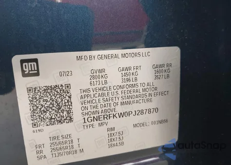 2023 Chevrolet Traverse Fwd Ls z USA, uszkodzony, nr VIN 1GNERFKW0PJ287870